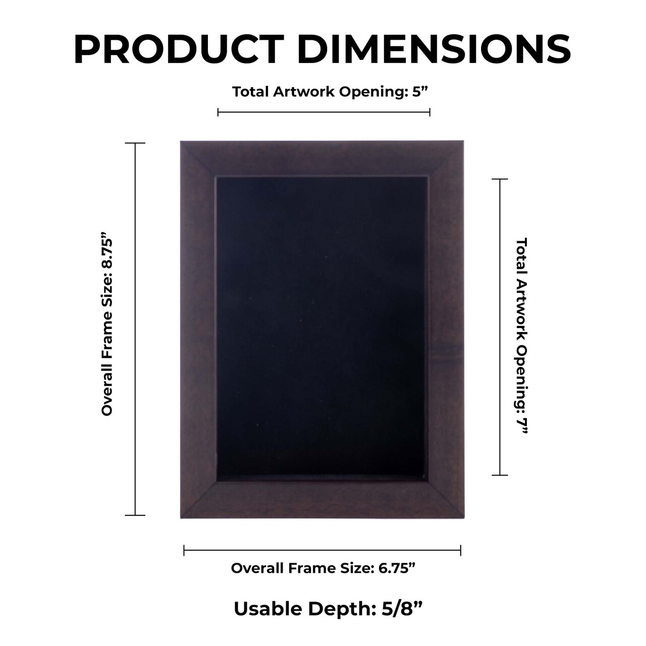 Rich Dark Brown Wood Shadow Box Frame with Acrylic Front - Black Suede Backing, 30 Sizes